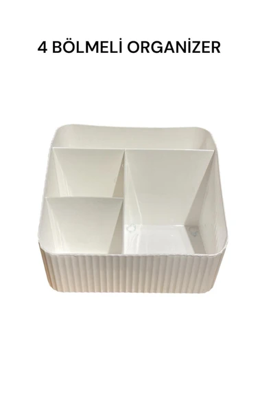 Buse Makyaj Ve Kozmetik Düzenleme Kutusu 4 Bölmeli Parfüm Krem Kalemlik Masaüstü Düzenleyici - 6