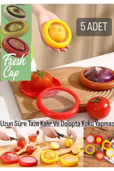 5 Adet Fresh Cup Buzdolabı Limon Elma Tazeliğini Koruyan Saklama Kabı Kokutmaz Soğan Kutusu Emzik
