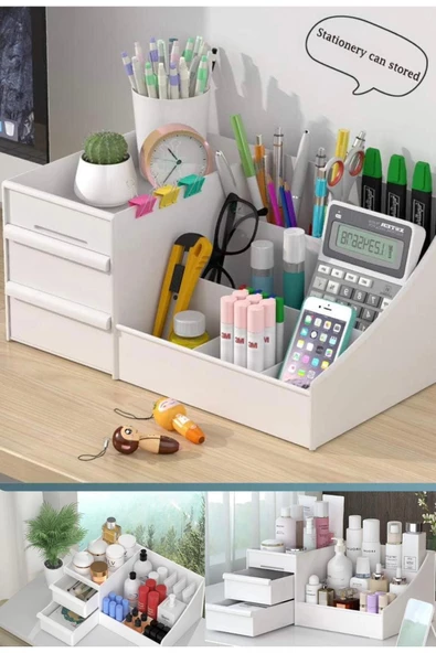 3 Adet Rose Makyaj Organizer Çekmeceli Katlı Kozmetik Parfüm Serum Düzenleyici çok gözlü Ruj Rafı - 5