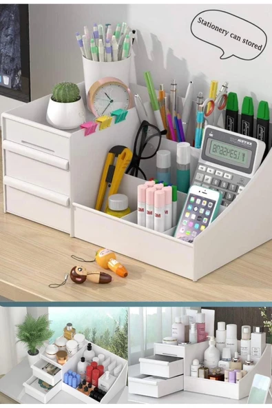 2 Adet Rose Makyaj Organizer - Çekmeceli Katlı Kozmetik Parfüm Krem Serum Düzenleyici Çok Gözlü - 6