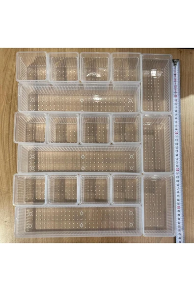 Bade 18 Parça Set Çekmece Takı Kozmetik Organizer( 12-3-3)  Çekmece Düzenleyici Kalemlik Kaşıklık - Resim 4