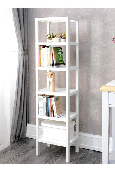 Shelf Piramit 6 Lı Beyaz Plastik Raf Ünitesi Çiçeklik, Banyo, Mutfak Rafı, Ayakkabılık, kitaplık - 4