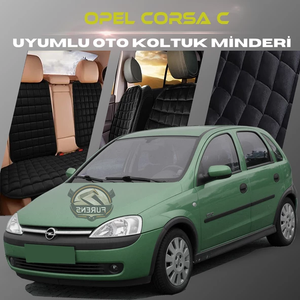 Opel Corsa C Siyah Renk Tay Tüyü Cepli & Terletmez Sırtlı Oto Koltuk Minder Seti - Koltuk Koruma Kılıfı (ÖN & ARKA TAM SET) ürün görseli 1
