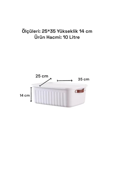 Boxsıs Yeşil 3 Adet 10 Lt Düzenleyici Kapaklı Kutu Storage Dekoratif Dolap Içi Organizer saklama - 3