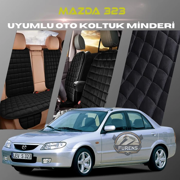 Mazda 323 Siyah Renk Tay Tüyü Cepli & Terletmez Sırtlı Oto Koltuk Minder Seti - Koltuk Koruma Kılıfı (ÖN & ARKA TAM SET) ürün görseli 1