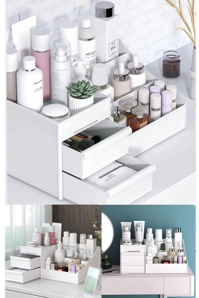 Rose Çekmeceli Makyaj Organizer Katlı Kozmetik Parfüm Krem Serum Oje düzenleyici - 5