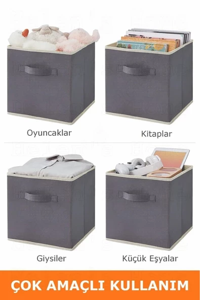 Kumaştan Dolap Içi Çamaşır Oyuncak Düzenleyici Kapaksız Saklama Kutusu Organizer 30x30x30 Cm 1 Adet