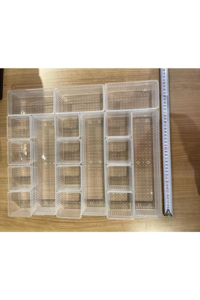 Bade 18 Parça Set Çekmece Takı Kozmetik Organizer( 12-3-3)  Çekmece Düzenleyici Kalemlik Kaşıklık - Resim 5