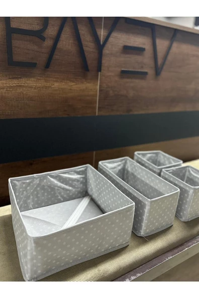 Coco Puantiyeli 8 Parça Çekmece Içi Kutu Seti Dolap Kıyafet Çamaşır düzenleyici - Resim 2