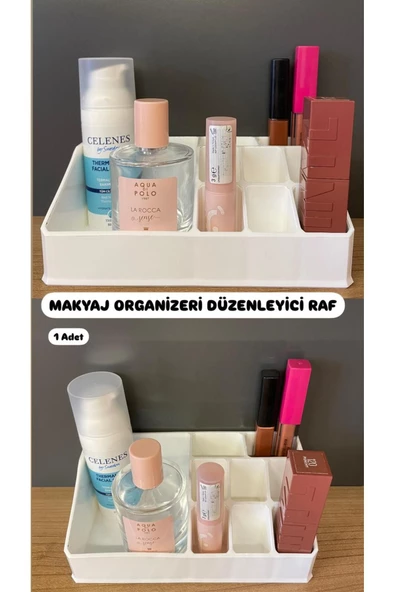 Golden Masaüstü Makyaj Organizeri Ruj Standı Serum Parfüm Kalemlik Makyaj Fırçası Düzenleyici Raf