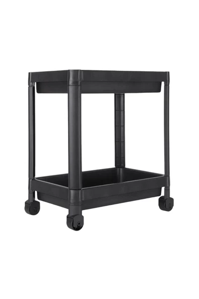 Maja 2 Adet 2 Katlı Siyah Tekerlekli Düzenleyici Mutfak Rafı Banyo Raf Tezgah Evye Altı Deterjanlık - 4