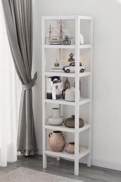 Shelf 6 Katlı Beyaz Kitaplık Plastik Raf Ünitesi Ombeg Çiçeklik Banyo Havluluk Mutfak Rafı