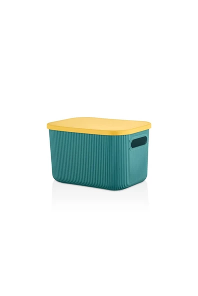 2'Li Set Storage 6 + 13 Lt Yeşil Dolap Düzenleyici Kapaklı Kutu Anaokulu Saklama Kutusu Organizer - 3