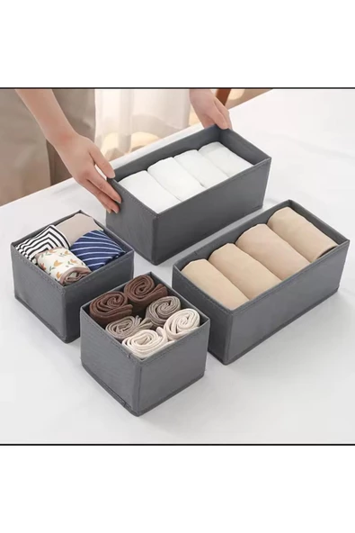 Coco 4 Parça Çekmece Içi Düzeleyici Kutu Seti Dolap Kıyafet Çamaşır çorap Çamaşır Organizer - Resim 3