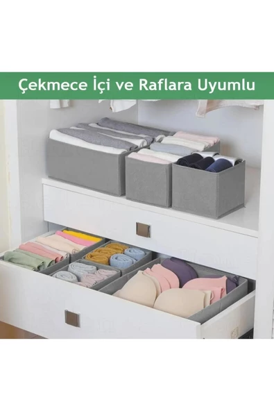 Coco 4'lü Dolap Içi Ve Çekmece Içi Düzenleyici Organizer Giysi Çorap Iç Çamaşırı Saklama Kutu Seti - Resim 3