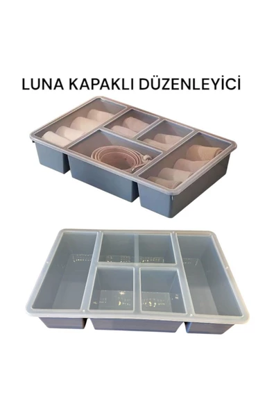 Luna Mavi 1 Adet Çekmece Içi Düzenleyici, Kapaklı Makyaj ,takı Düzenleyici, Masaüstü Organizer