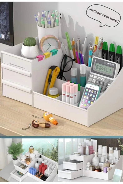 Rose Ofis Masa Üstü Düzenleyici Çekmeceli Kozmetik Makya Kalemlik Hesap Makinası organizer Gratis - 6