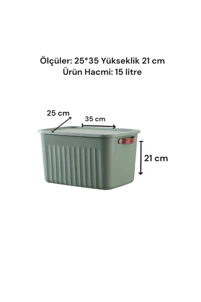 Boxsıs 3 Adet Kiremit 15 Lt Düzenleyici Kapaklı Kutu Storage Dekoratif Dolap Içi Organizer - 3