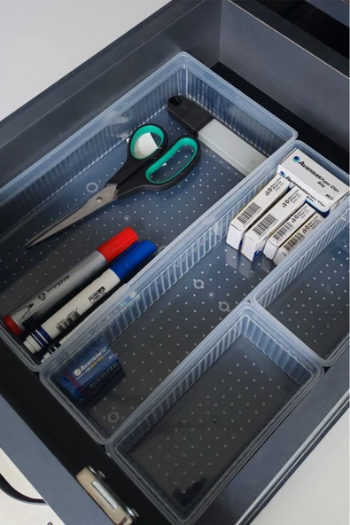 24 Parça ÇekmeceİÇİ Organizer- Ofis Düzenleyici Kalemlik Makyaj Organizeri Kutu - 3