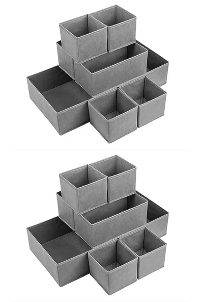 Coco 16 Parça Antrasit Dolap Içi Çekmece Düzenleyici Havlu Çorap Sütyen Saklama Kutu Seti - Resim 3