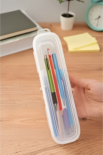Multix Kilitli Kapak Kalemlik - Makyaj Fırçası Kalem Silgi Düzenleyici Kutu Saklama Kabı - 6