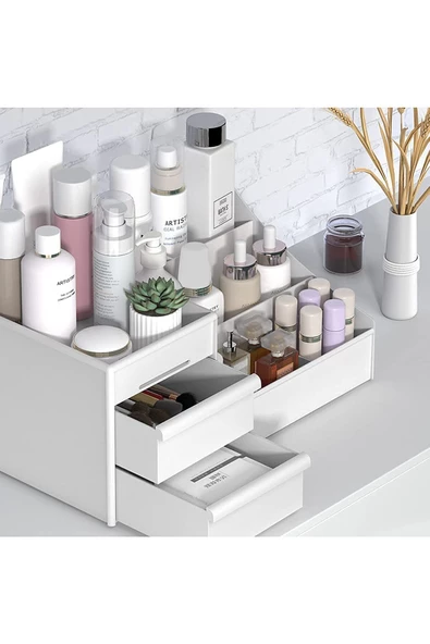 Rose Ofis Masa Üstü Düzenleyici Çekmeceli Kozmetik Makya Kalemlik Hesap Makinası organizer Gratis - 5