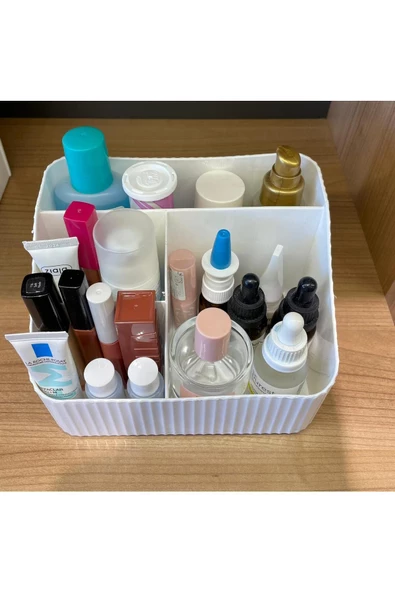 Buse Makyaj Ve Kozmetik Düzenleme Kutusu 4 Bölmeli Parfüm Krem Kalemlik Masaüstü Düzenleyici - 2