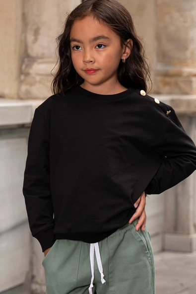 2'li Omuz Düğmeli Bel Fırfırlı Turuncu Gabardin Pantolon Takım - Resim 5