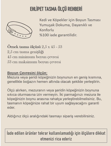 Ehlipet Köpekler İçin Yumuşak Dokuma Boyun Tasması 2,5 x 40-48 - Resim 3