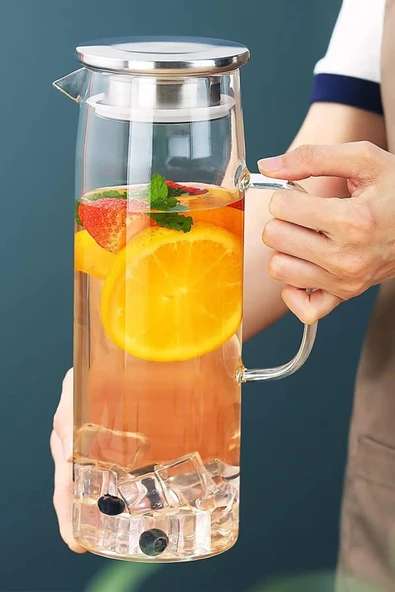 Kapris Metal Kapaklı Cam Sürahi 1300 ML SA6863 - 2