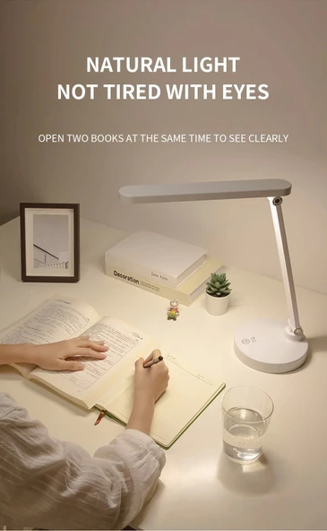 Şarjlı 40 Led Çalışma Okuma Işığı Kademeli Masa Lambası Ayarlanabilir Renk Tonu Ve Parlaklık Ps-1912 - Resim 2