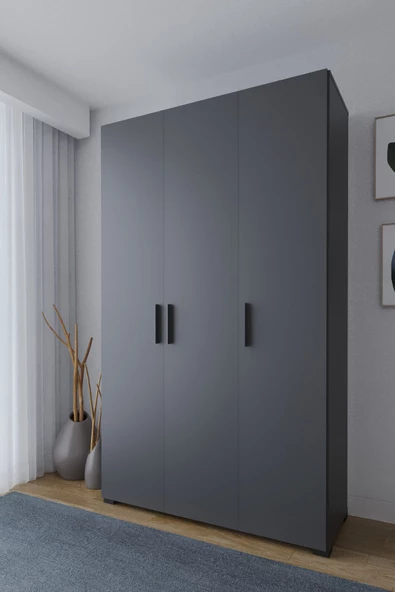 Niro 3 Kapaklı Gardrop, Askılı ve Raflı, 120 cm