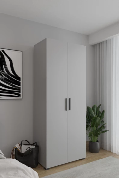 Niro 2 Kapaklı Gardrop, Askılı ve Raflı, 80 cm