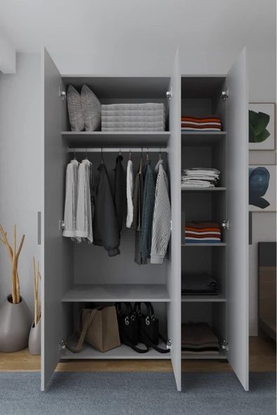 Niro 3 Kapaklı Gardrop, Askılı ve Raflı, 120 cm - 2