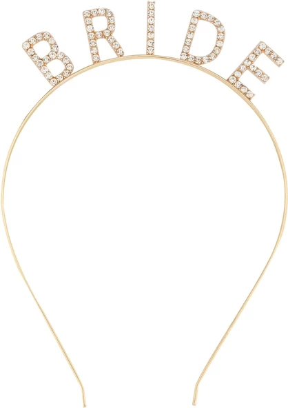 Altın Gold Renk Bekarlığa Veda Kristal Taş Bride Tacı İthal 16x10 Cm - 2