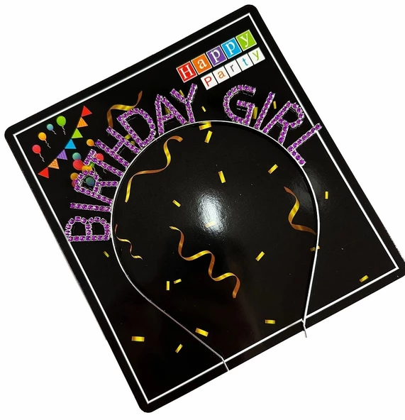 Mor Renk Kristal Taşlı Parlak Birthday Girl Yazılı Taç 16x17 Cm - Resim 4