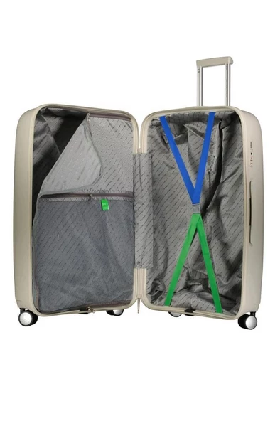 Benetton Trolley Valiz Bej Büyük Boy 14BNT1000-01-BJ - 4