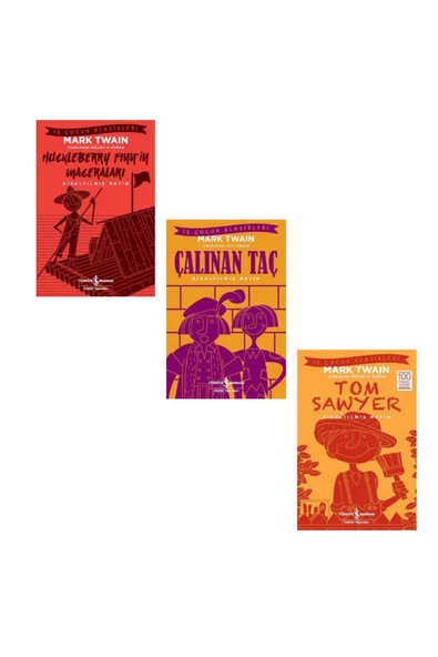 İş Bankası Kültür Yayınları Mark Twain 3 Kitap Set ( Huckleberry Finn’in Maceraları - Çalınan Taç - Tom Sawyer ) 1.-5. Sınıflar