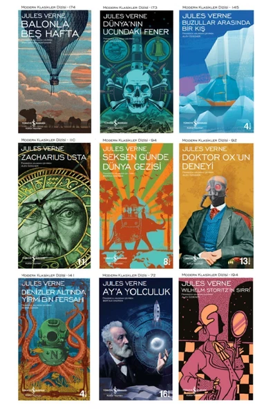 İş Bankası Kültür Yayınları Jules Verne 9 Kitap Bilim Kurgu Seti