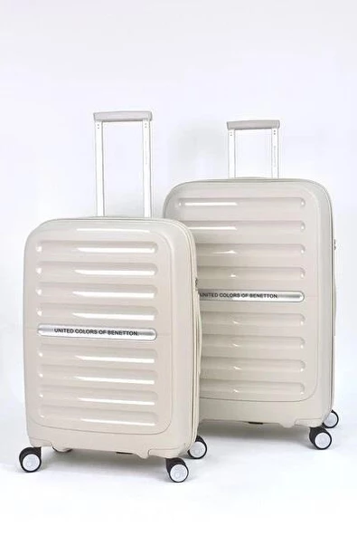 Benetton Trolley Valiz Bej Büyük Boy 14BNT1000-01-BJ - 11