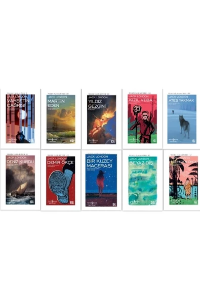 İş Bankası Kültür Yayınları Jack London Set Martin Eden Beyaz Diş Kızıl Veba Bir Kuzey Macerası Yıldız Gezgini 10 Roman Seti