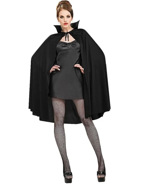 Siyah Renk Yakalı Halloween Pelerini 90 Cm - 2