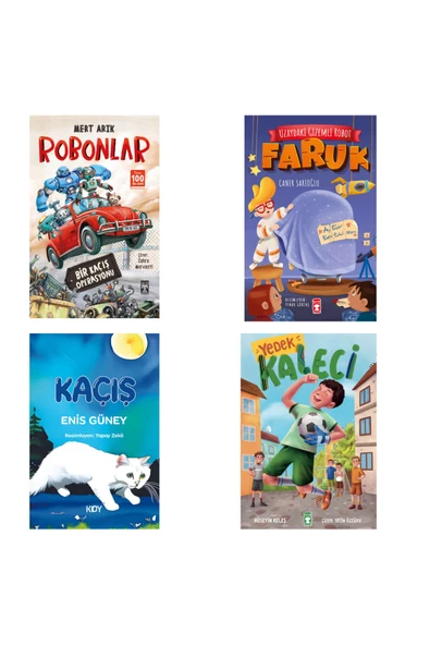 Timaş Yayınları Robonlar - Kaleci - Uzaydaki Gizemli Robot - Kaçış 4 Kitap Set
