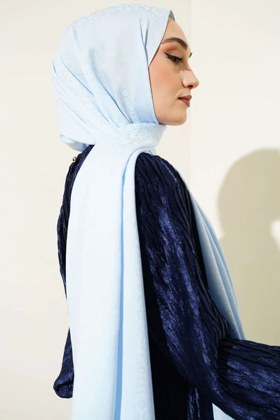 Mini Çiçekli Jakar Şal Bebe Mavi -119 - Resim 3