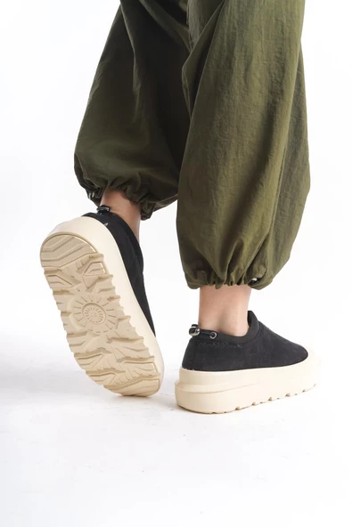 Kadın İçi Kürklü Scuba Kumaş Detaylı Rahat Kalın Taban Günlük Bot - 3