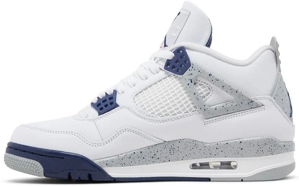 Nike Air Jordan 4 Retro White Midnight Navy Spor Ayakkabı - Resim 3