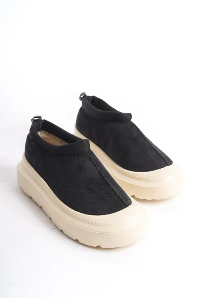 Kadın İçi Kürklü Scuba Kumaş Detaylı Rahat Kalın Taban Günlük Bot - 4