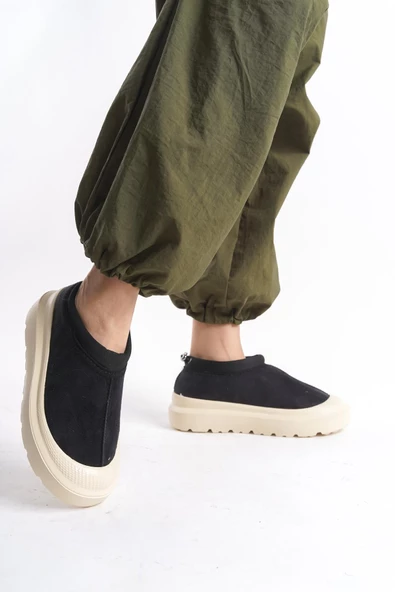 Kadın İçi Kürklü Scuba Kumaş Detaylı Rahat Kalın Taban Günlük Bot