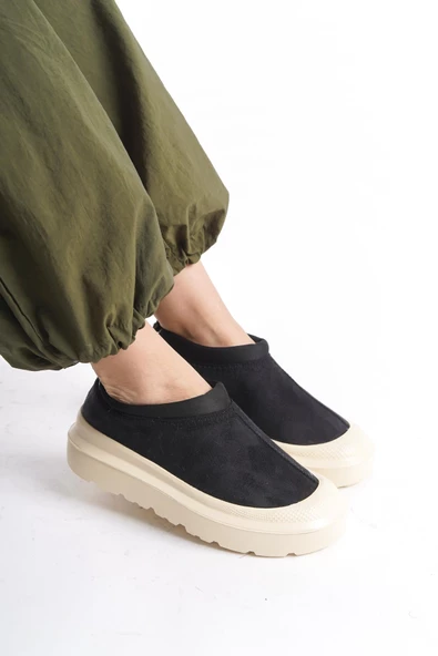 Kadın İçi Kürklü Scuba Kumaş Detaylı Rahat Kalın Taban Günlük Bot - 2