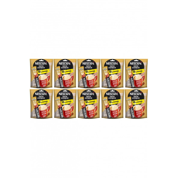 Nescafe 3'ü 1 Arada Sütlü Köpüklü 10'lu 10 Paket (Top:100 Adet) - 1